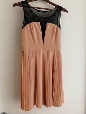 Ark & Co. Blush Pink Pleated Mesh Yoke Dress